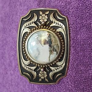 Brass Belt buckle with ceramic insert